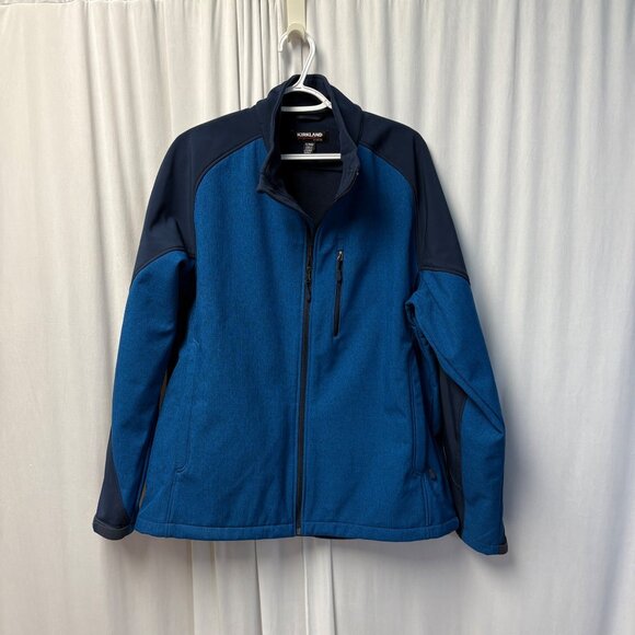Kirkland Signature Mens Softshell Jacket Size XL Blue Navy Full Zip Lined Coat - Picture 1 of 8